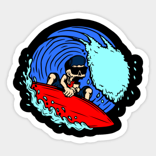 Surfing Skeleton Sticker